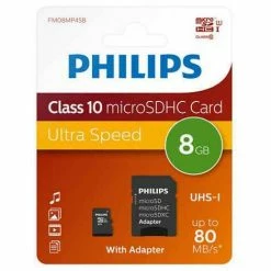 Philips SD Micro SDHC Card 8GB Card Class 10 Incl. Adapter (FM08MP45B/00)