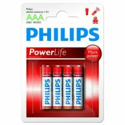 Philips Alkaline-Batterie AAA , 4 Stück (LR03P4B/10)