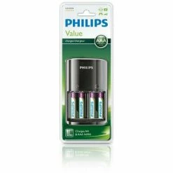 Philips SCB1450NB/12 - Ladegerät Für AAA/AA (4 NiMh AAA-Akkus Im Lieferumfang Enthalten)