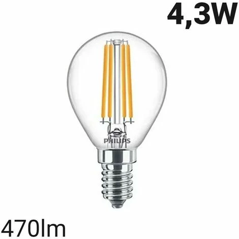 PHILIPS LED-Kugelfaden-Glühbirne E14 P45/G45 4.3W : Philips Classic LEDLuster – Bild 3