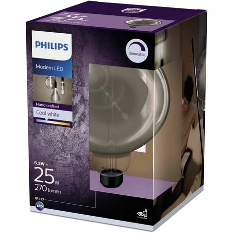 Philips LEDclassic Lampe Giant Smoky, Vintage Industrial Design Ersetzt 25W, E27, Neutralweiß (4000Kelvin), 270 Lumen, Globe, Dekolampe – Bild 3