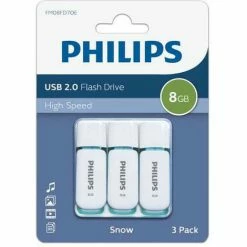 Philips USB 2.0 8GB Snow Pack Of 3 (FM08FD70E/10) (FM08FD70E/10)