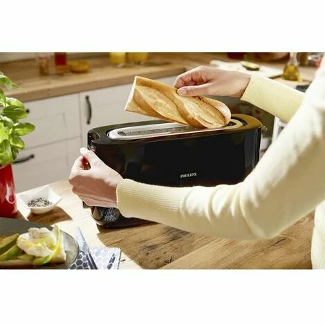 Philips Daily Collection Langer Schlitz, Integrierter Brötchenaufsatz, Kunststofftoaster – Bild 5