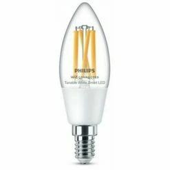 Philips Smart LED Leuchtmittel Tunable White Clear C35 E14, Kerzenform 4,9W Warmweiß-kaltweiß WiZ Connected White