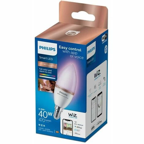 Philips Smart LED Leuchtmittel Tunable White & Color C37 E14, Kerzenform 4,9W RGBW WiZ Connected Leuchtmittel E14 Led Philips Smart LED Leuchtmittel Tunable White & Color C37 E14, Kerzenform 4,9W RGBW WiZ Connected Leuchtmittel E14 Led -PHILIPS Shop 64872674 3