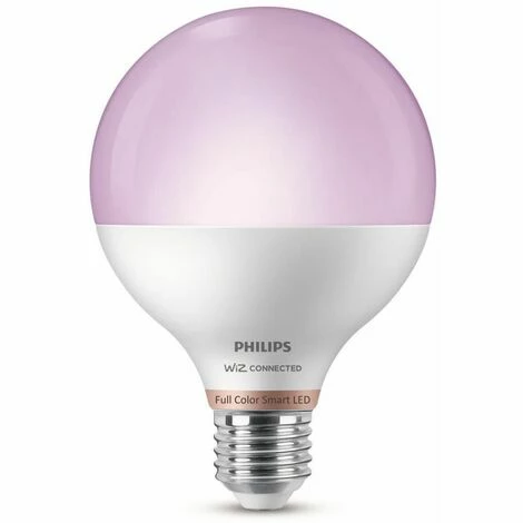 Philips Smart LED Leuchtmittel Tunable White & Color G95 E27, Globeform 11W RGBW WiZ Connected White E27