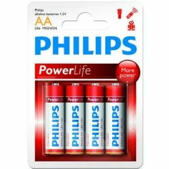 Philips AA Alkaline Batterie Powerlife, 4 Stück (LR6P4B/10)